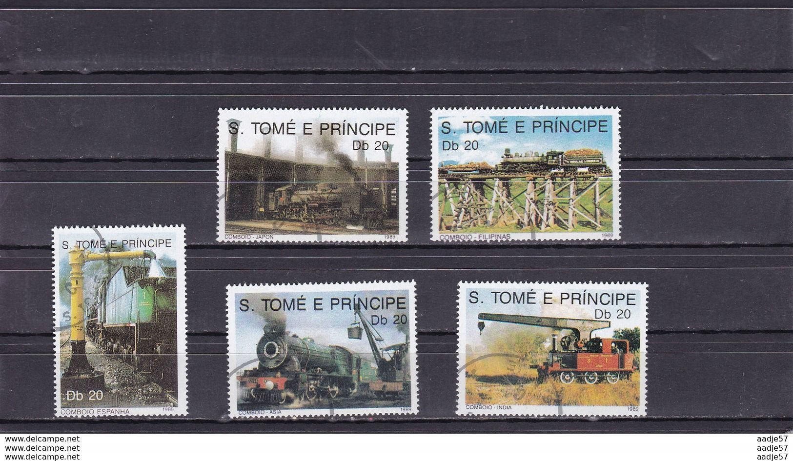 S. Tome E Principe 1989, Yv 960/64 ° Used - Trenes