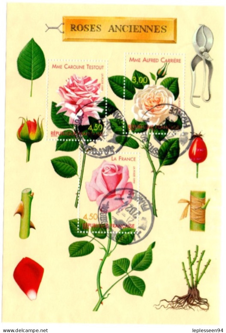 Feuillet "Roses Anciennes" Oblitéré Bon état - Used
