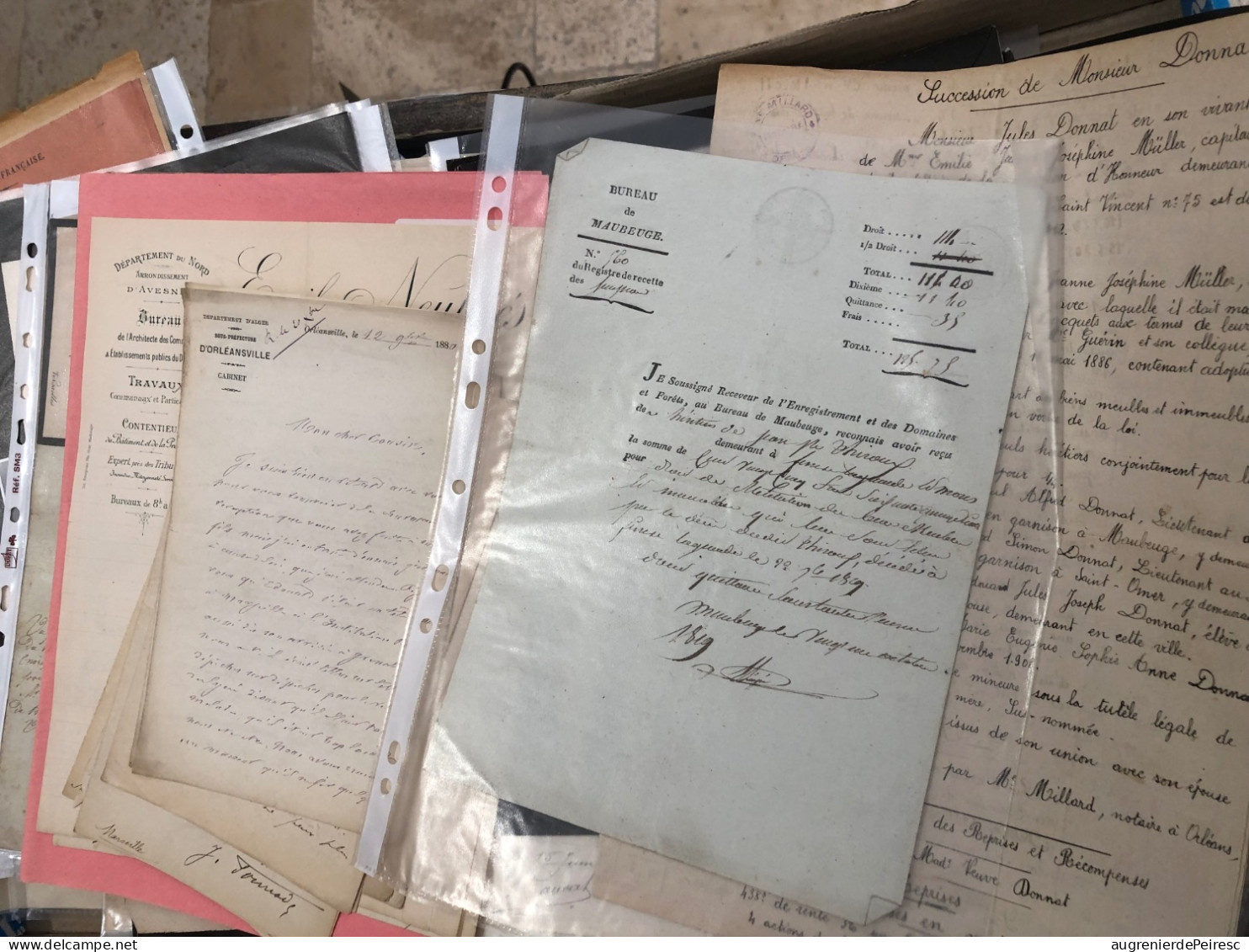 Lot De 55 Documents Famille DONNAT -Muller-Seguelat-Huart 1795-1940 Bas Rhin- Ariège - Pas De Calais - Historische Dokumente