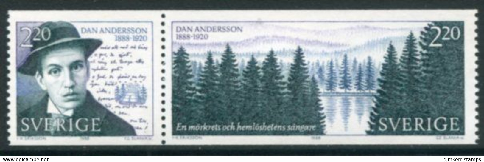SWEDEN 1988 Andersson Birth Centenary MNH / **.  Michel 1508-09 - Ungebraucht