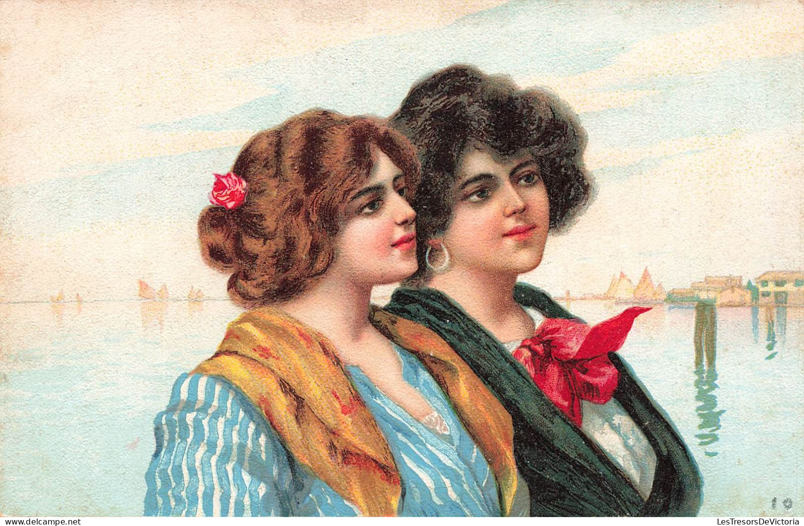 FANTAISIES - Femmes - Sur La Plage - Mer - Bateau - Carte Postale Ancienne - Women