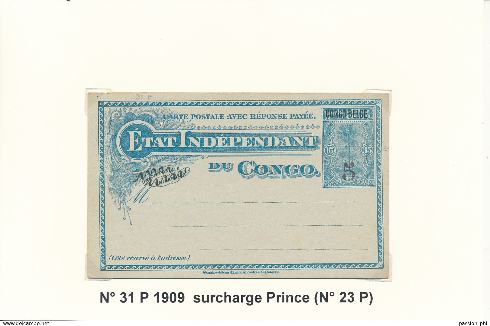 ZAC BELGIAN CONGO SBEP 31P "PRINCES" SMALL FAULT ON A CORNER UNUSED - Interi Postali