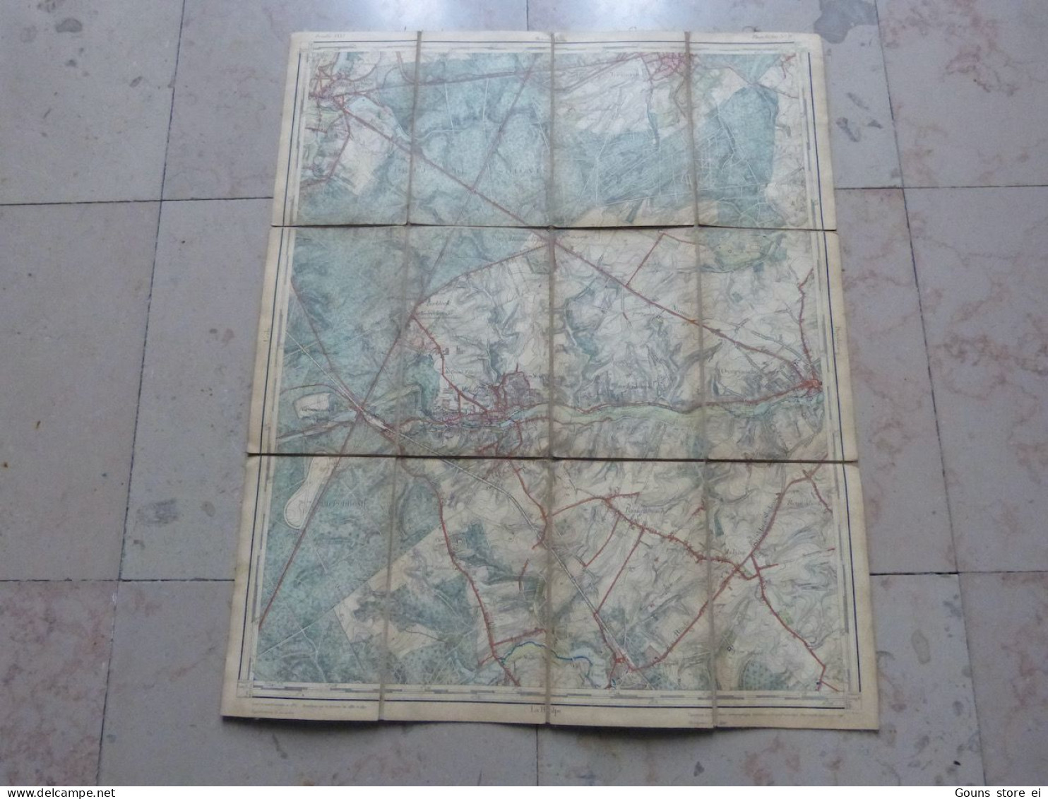 Carte Routière Entoilée 1/20000 Tervueren 45x55cm Topographie 1893 Tervuren Overijse Molenberg Hoielaert Réimprimé 1900 - Geographical Maps