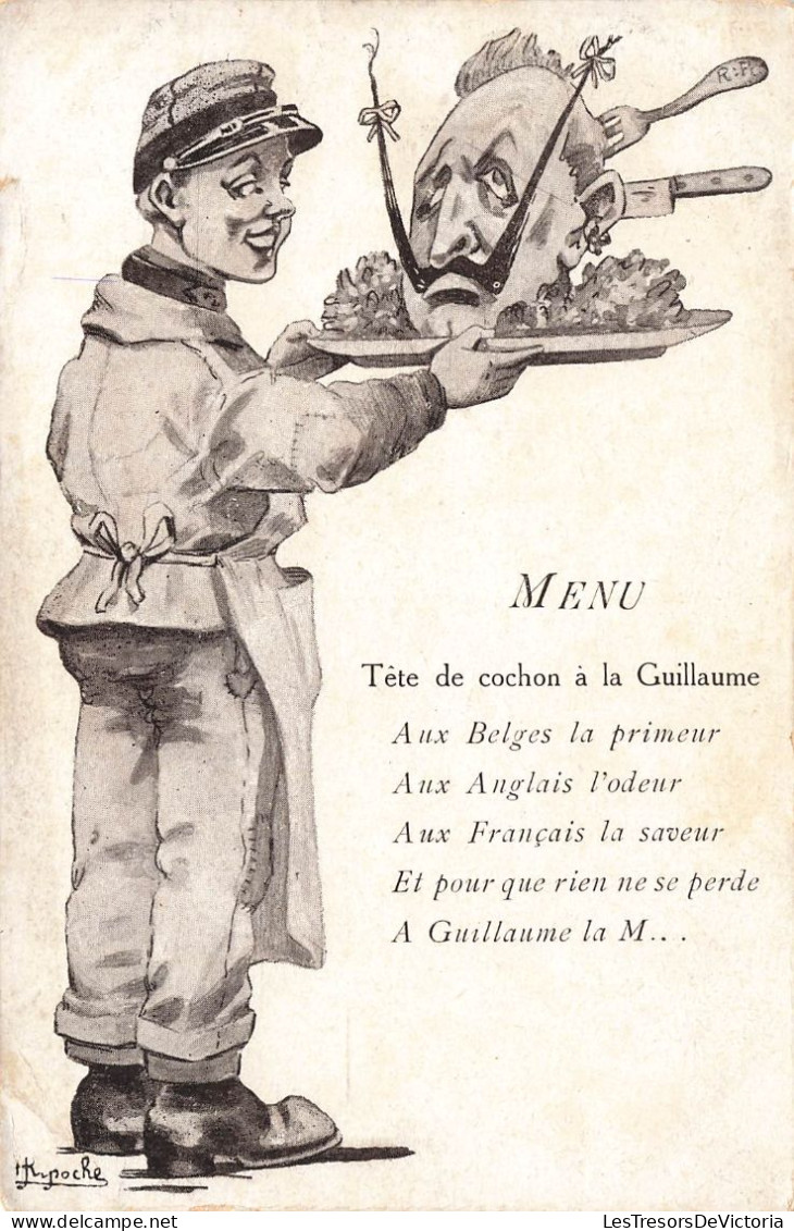 MILITARIA - MENU Tête De Cochon à La Guillaume Aux Belges La Primeur - Illustrateur Ripoche - Carte Postale Ancienne - Humor