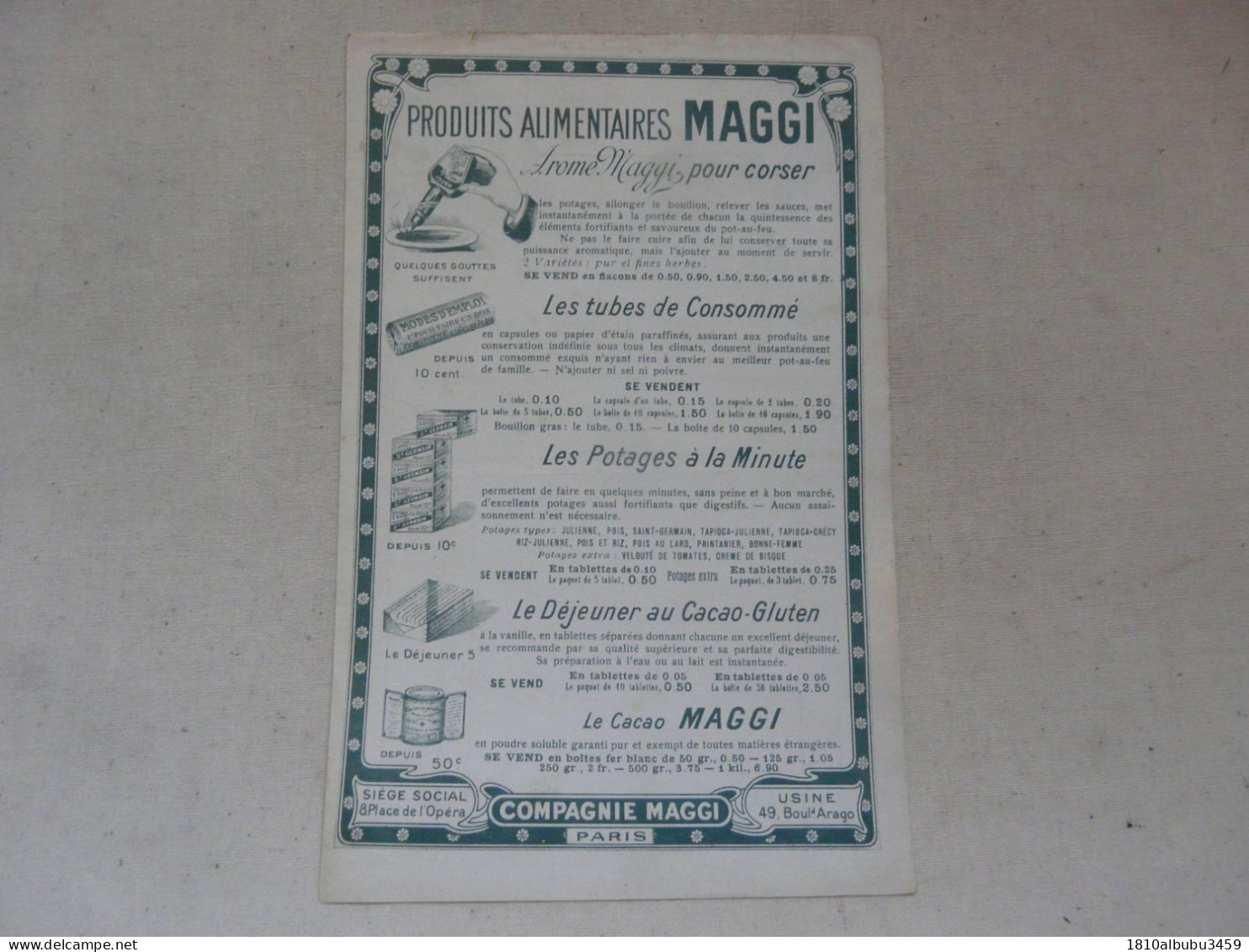 VIEUX PAPIERS - PUBLICITE : POTAGES MAGGI - Pubblicitari