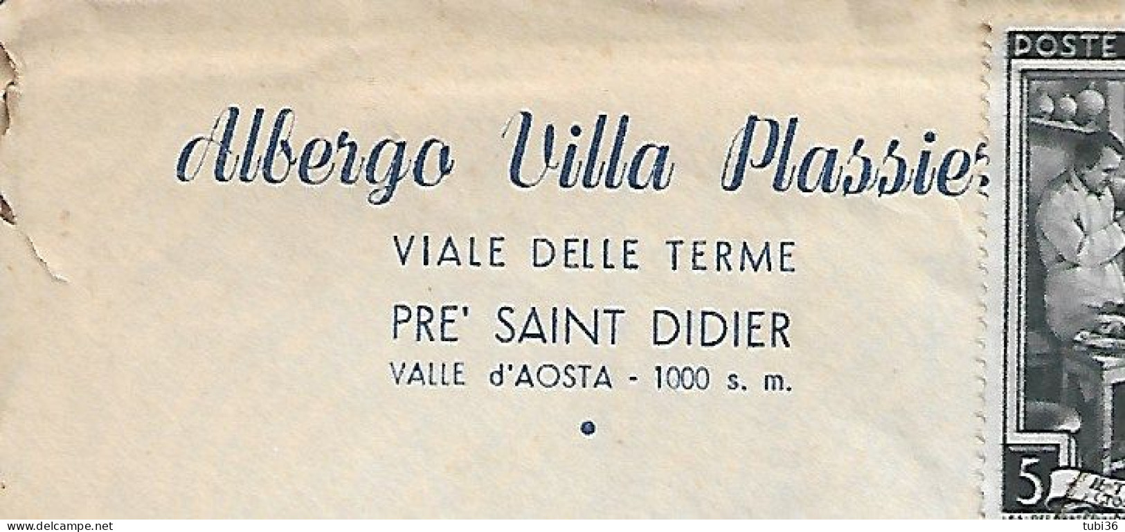 LAVORO (r) £.5+10+10, In Tariffa Lettera 1° Porto,1952,TIMBRO POSTE PRE' SAINT DIDIER (AOSTA) - ALBERGO VILLA PLASSIER - 1946-60: Marcophilia