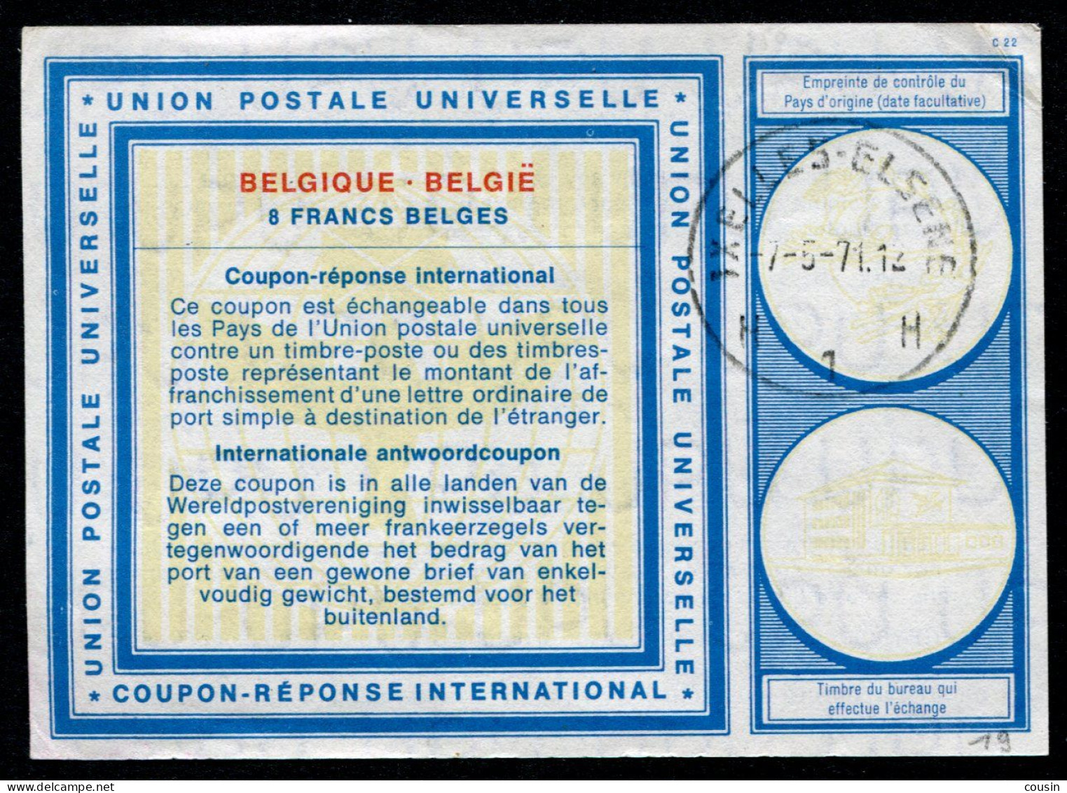 BELGIQUE  INTERNATIONAL REPLY COUPON / Coupon Réponse International - Internationale Antwortscheine