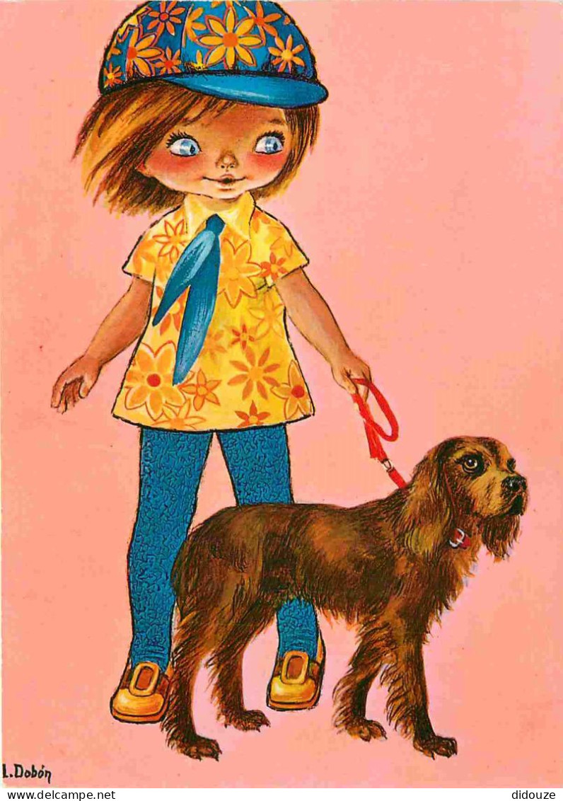 Enfants - Illustration - Dessin - L Dobon - Chiens - CPM - Voir Scans Recto-Verso - Children's Drawings