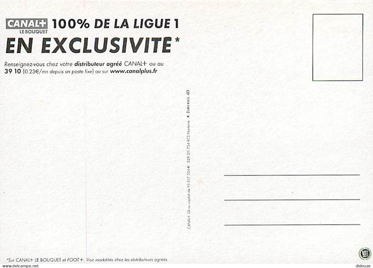 Publicite - Canal+ Le Bouquet - Equipes De La Ligue 1 De Football - Carte Neuve - CPM - Voir Scans Recto-Verso - Publicité