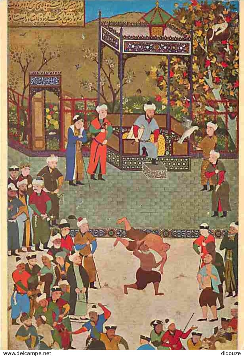 Art - Peinture - Manuscrit Persan Du XVIe Siècle - Le Jardin Des Roses - Lutteurs Aux Prises Devant Le Roi - Carte Neuve - Peintures & Tableaux