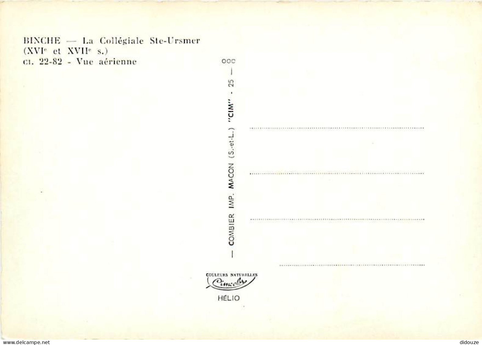 Belgique - Binche - Vue Générale Aérienne - La Collégiale Ste-Ursmer - Carte Dentelée - CPSM Grand Format - Carte Neuve  - Binche