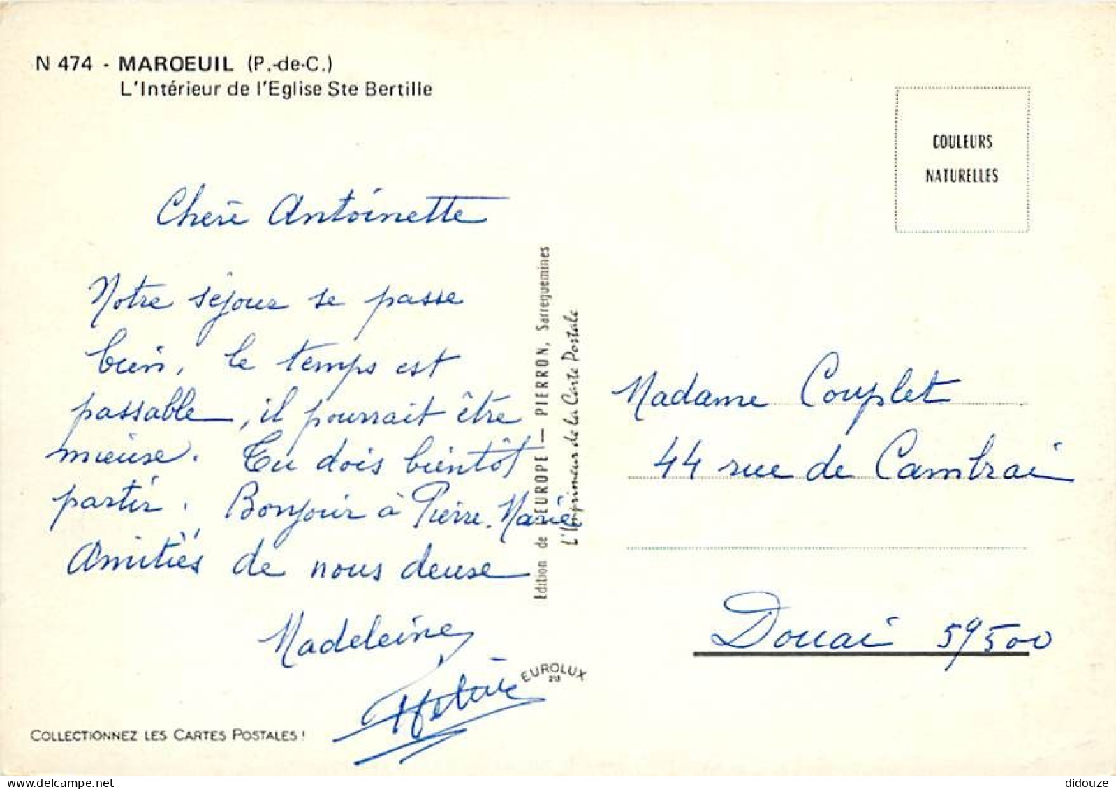 62 - Maroeuil - Intérieur De L'Eglise Ste Bertille - CPM - Voir Scans Recto-Verso - Autres & Non Classés