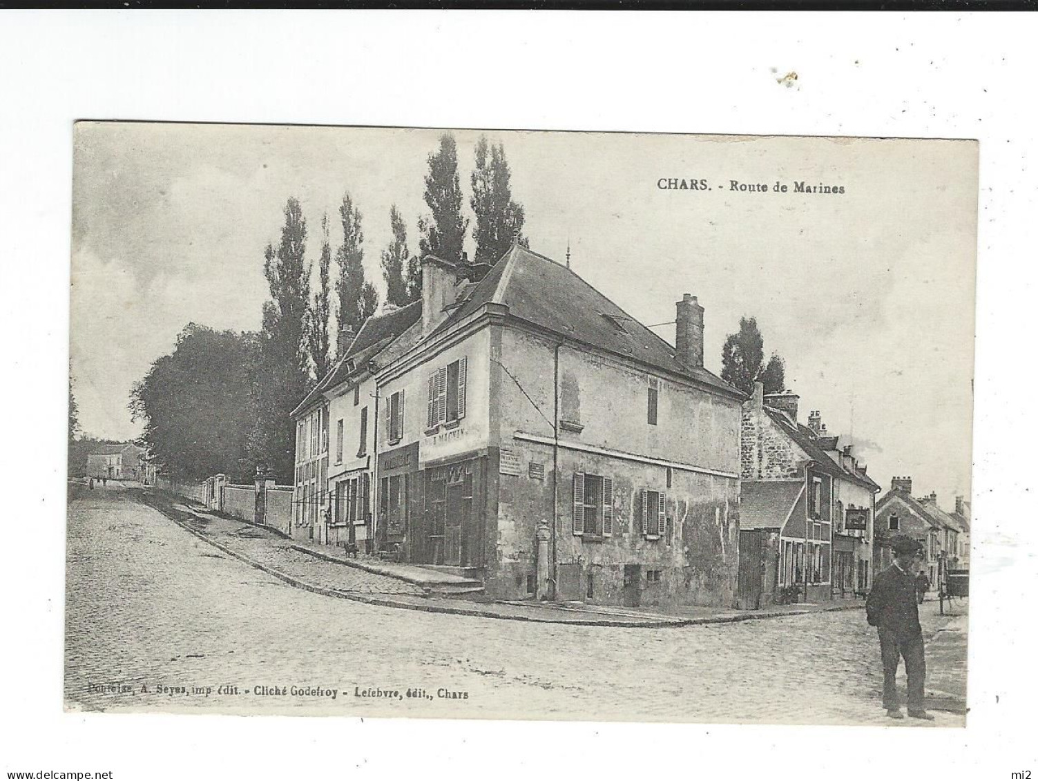 95 Chars Route De Marines  Imp Seyas Cliché Godefroy  écrite 1928 TBE - Chars