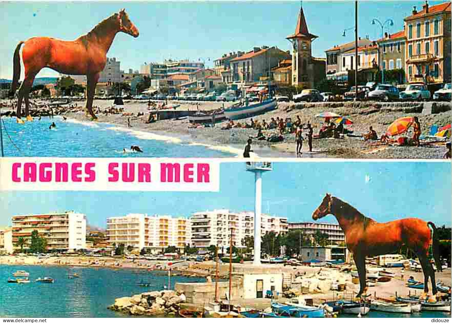 Animaux - Chevaux - Cagnes Sur Mer - Multivues - Scènes De Plage - Automobiles - Carte Neuve - CPM - Voir Scans Recto-Ve - Cavalli