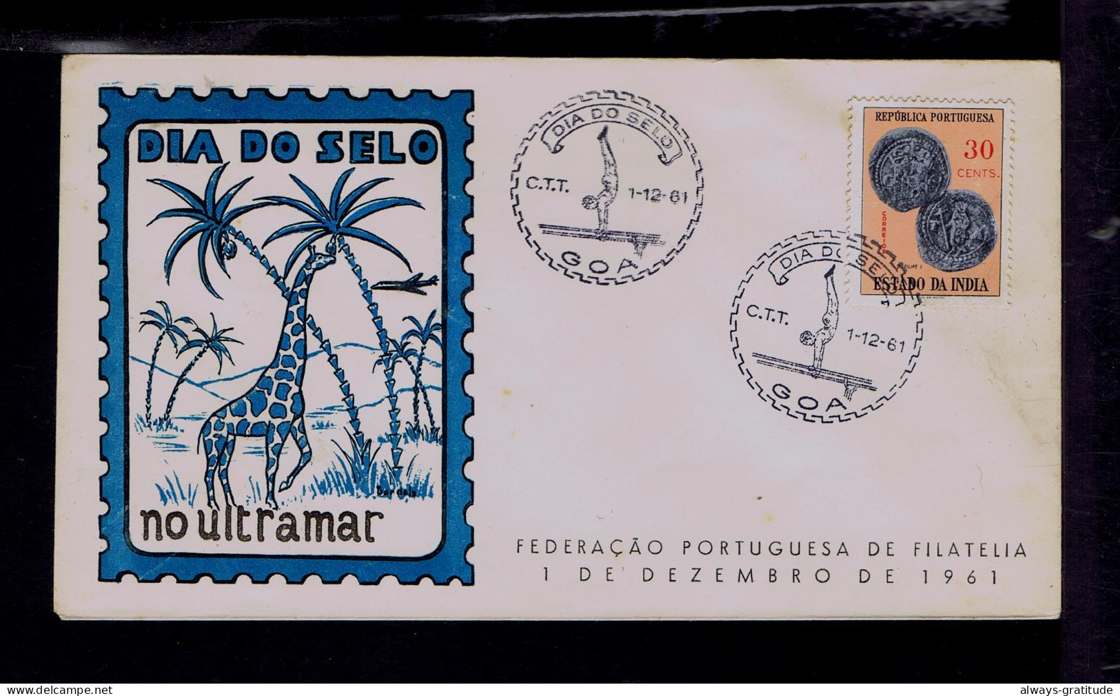 Sp10434 ESTADO DA INDIA 1961 Stamp's Day GOA Sports Gymnastique Coins Monaies Giraffe Faune Portugal - Münzen