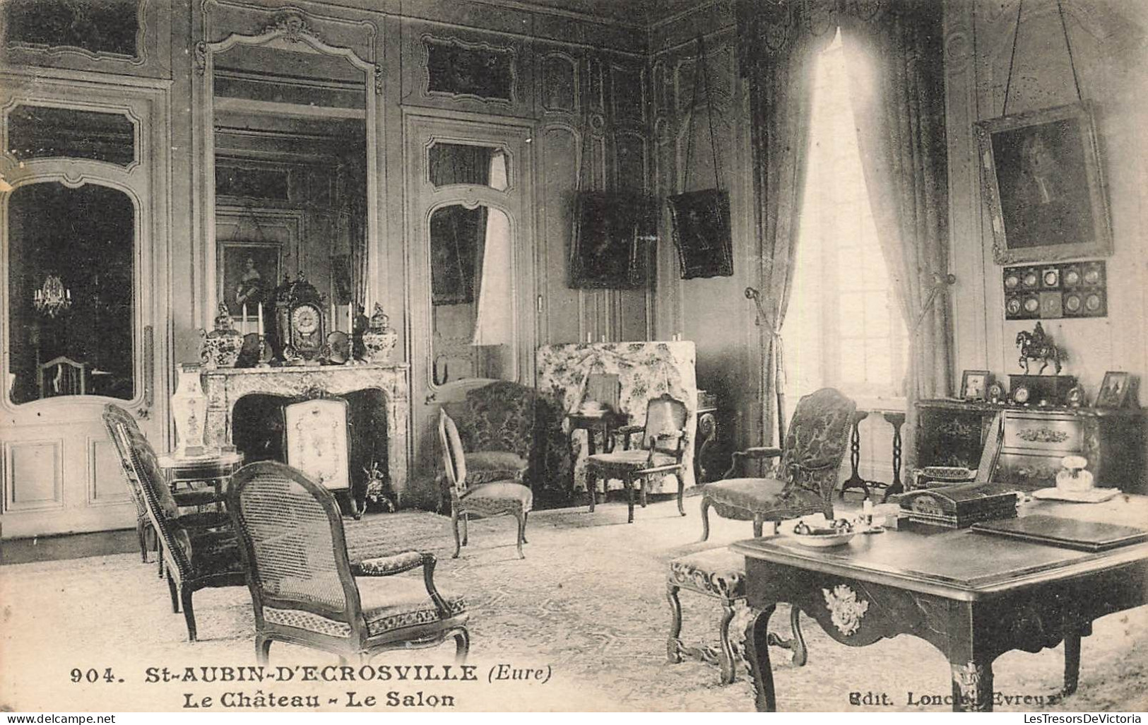 FRANCE - St Aubin D'écrosville (Eure) - Le Château - Le Salon - Vue à L'intérieure Du Château - Carte Postale Ancienne - Saint-Aubin-d'Ecrosville