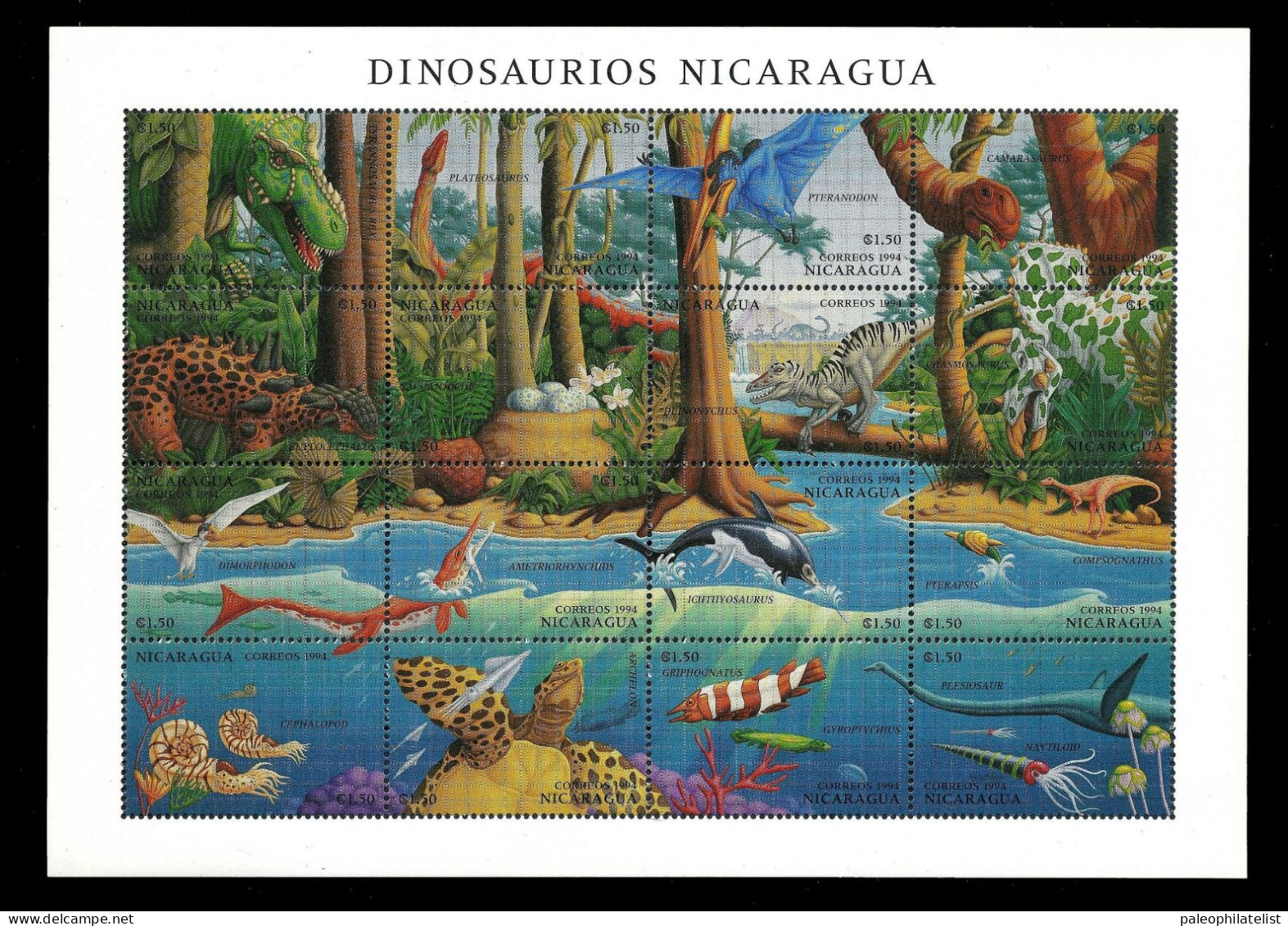 Nicaragua 1994 "Dinosaurs", Prehistoric Animal, Dinosaurs - Prehistóricos