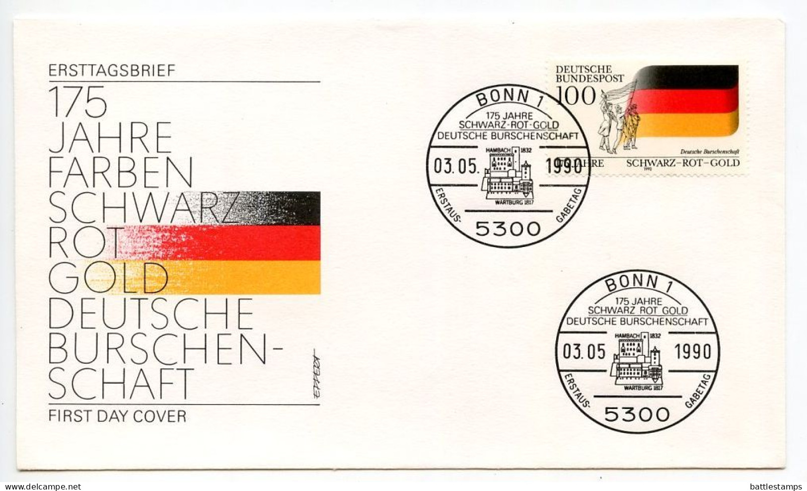 Germany, West 1990 FDC Scott 1603 German Students' Fraternity 175th Anniversary - 1981-1990