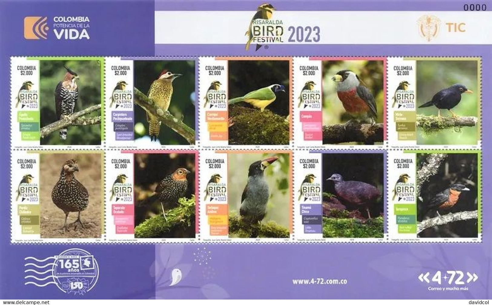 02-KOLUMBIEN - 2024-MNH SHEET- RISARALDA BIRD FESTIVAL -BIRDS - Colombie