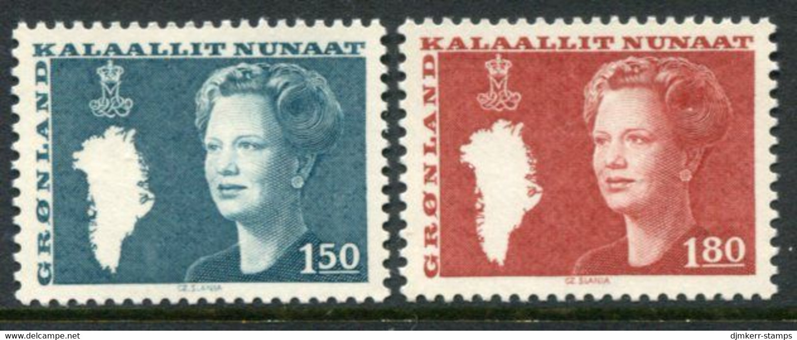 GREENLAND 1982 Queen Margarethe Definitive MNH / **.  Michel  134-35 - Unused Stamps