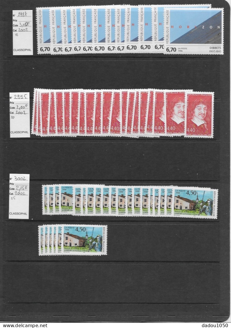 57 Timbres Neufs France 1996,vendus 1/3 Catalogue 2014 - Unused Stamps