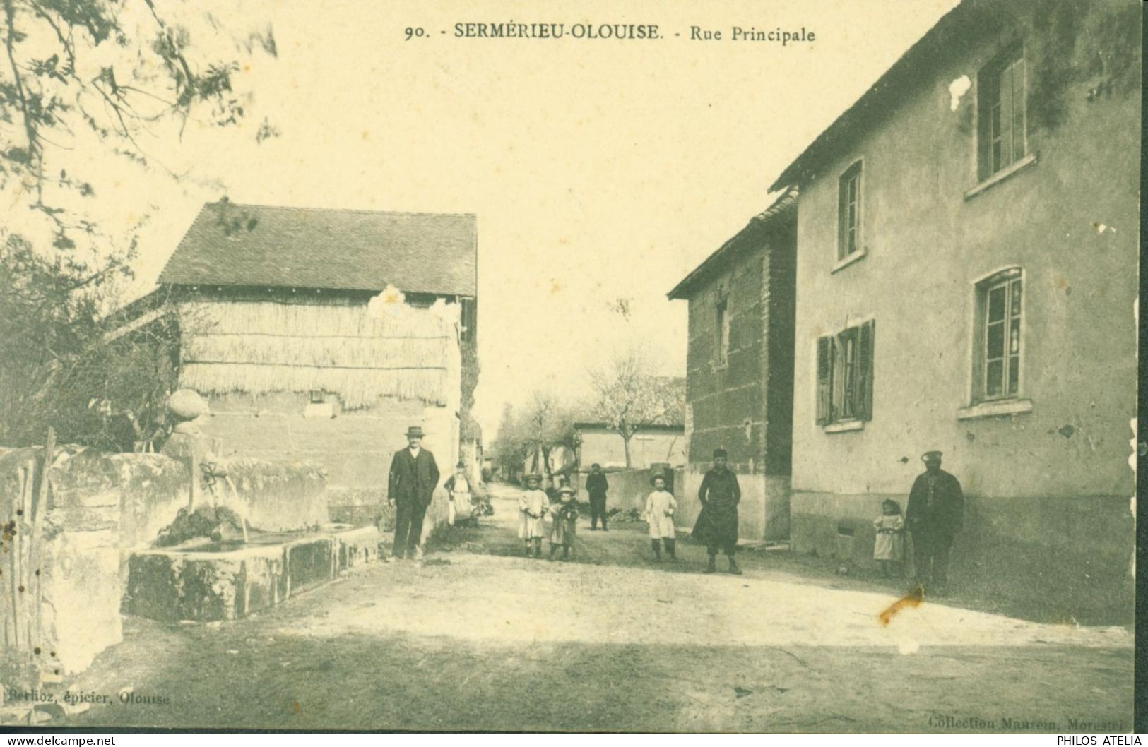 CPA CP Sermérieu Olouise Rue Principale Berlioz épicier Olouise 38 Isère - Sonstige & Ohne Zuordnung