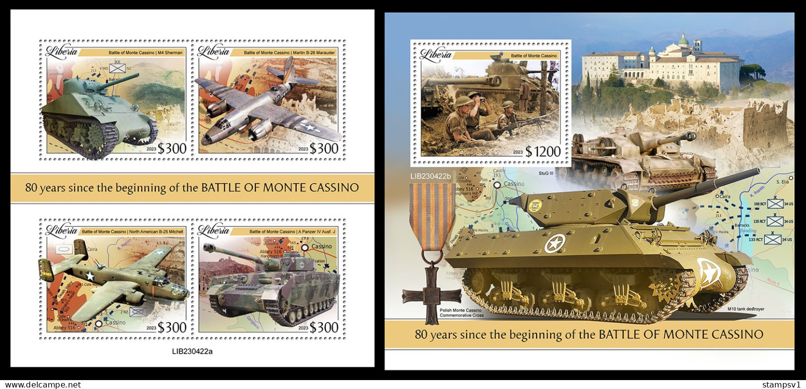 Liberia  2023 80 Years Since The Beginning Of The Battle Of Monte Cassino. (422) OFFICIAL ISSUE - WW2 (II Guerra Mundial)