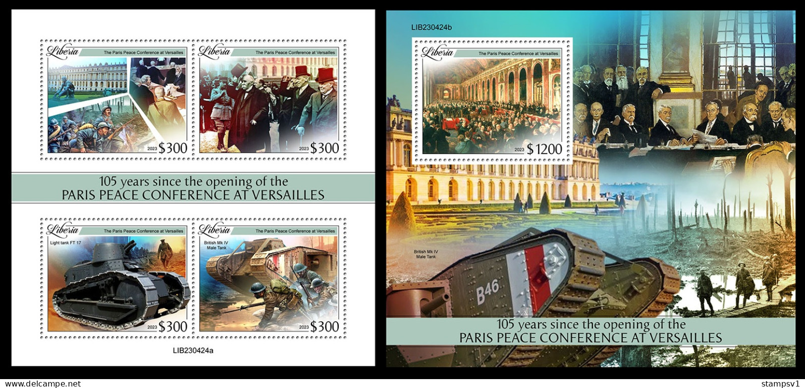Liberia  2023 105 Years Since The Opening Of The Paris Peace Conferenceat Versailles. (424) OFFICIAL ISSUE - Guerre Mondiale (Première)