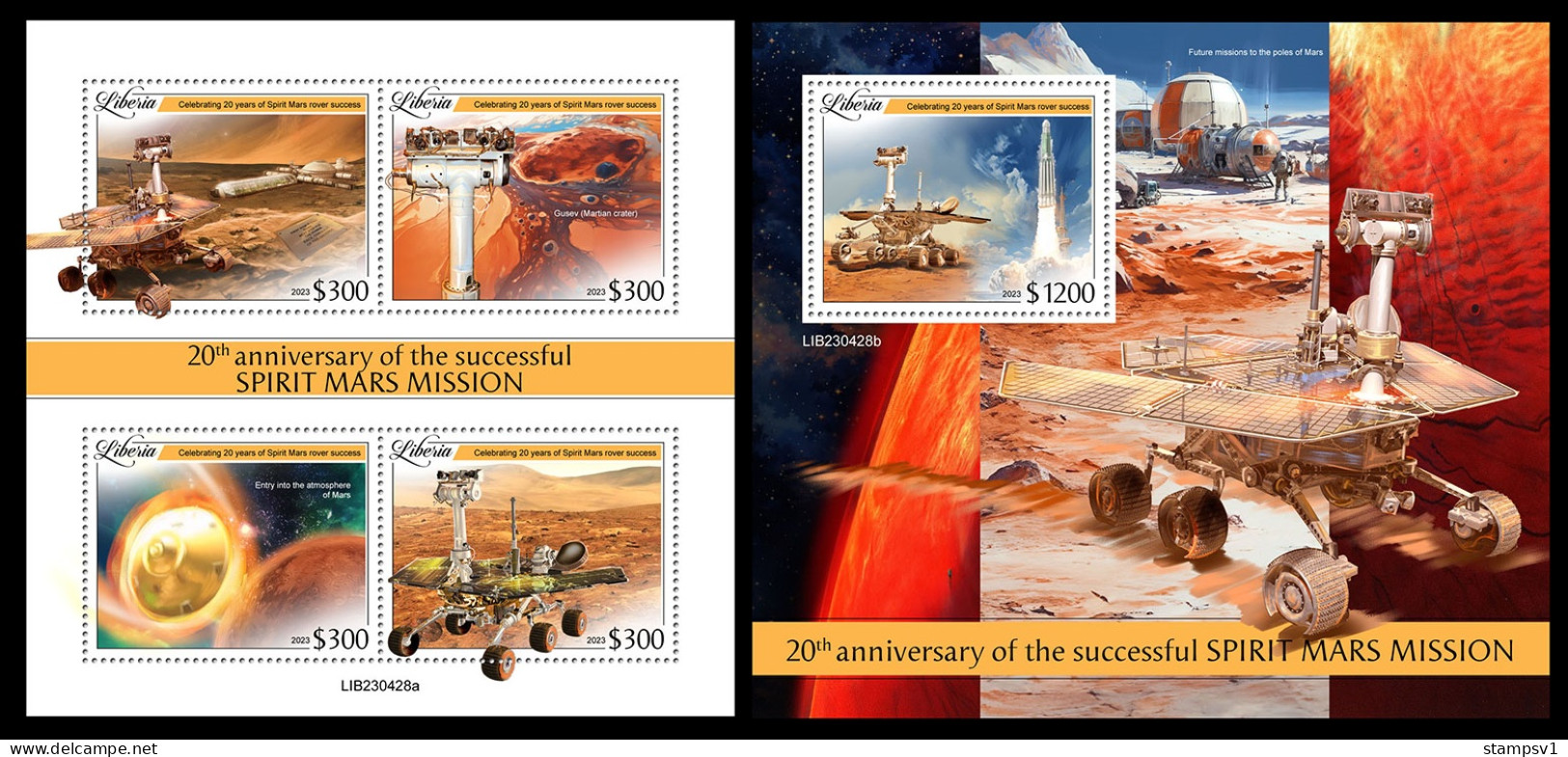 Liberia  2023 20 Years Since NASA's Spirit Rover  Successfully Lands On Mars. (428) OFFICIAL ISSUE - Afrique