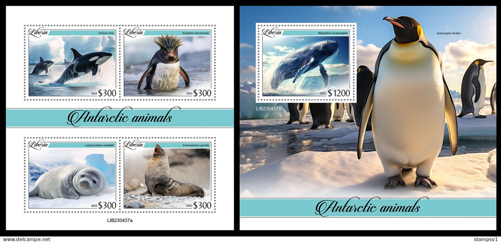 Liberia  2023 Antarctic Animals. Pemguins. (437) OFFICIAL ISSUE - Pinguine