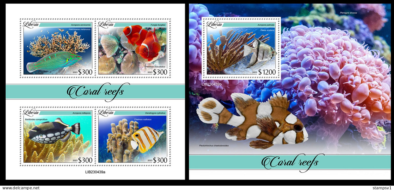Liberia  2023 Coral Reefs. (439) OFFICIAL ISSUE - Vissen