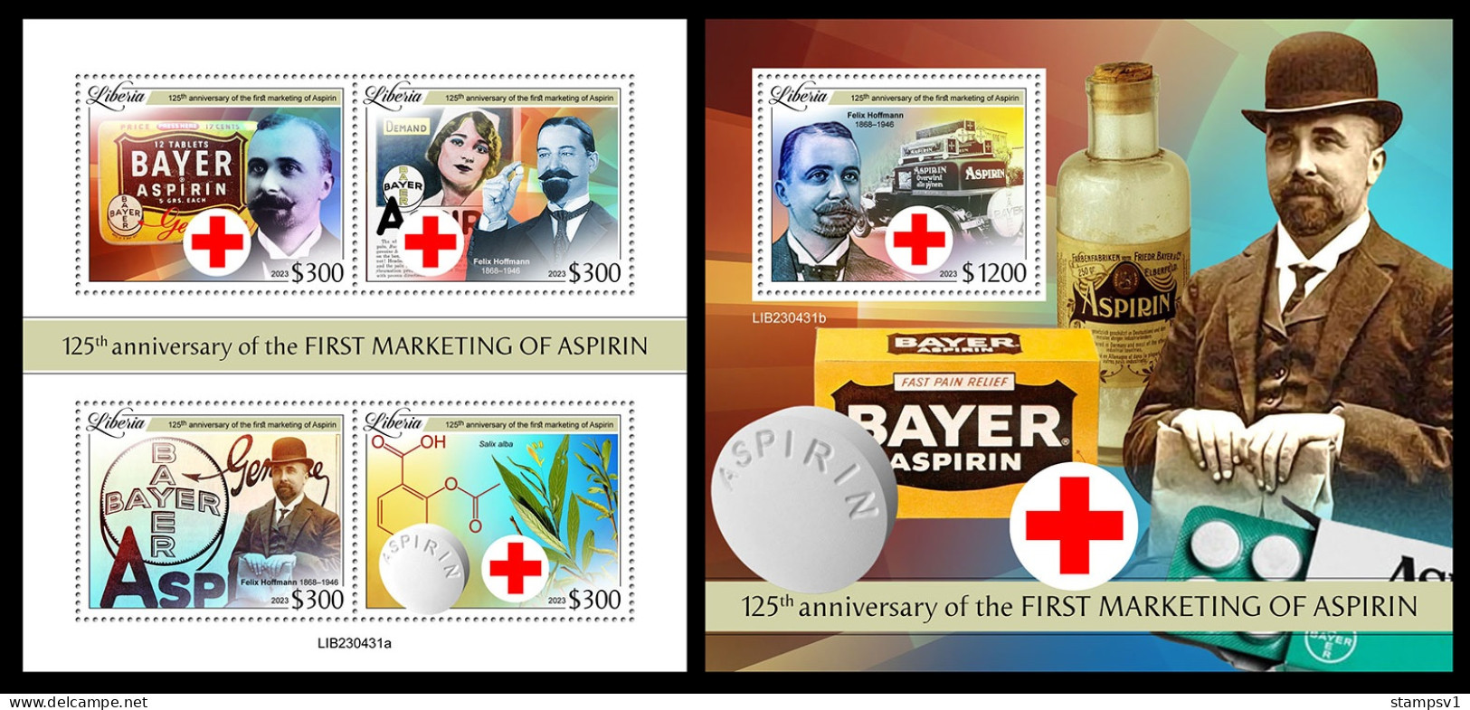 Liberia  2023 125th Anniversary Of The First Marketing Of Aspirin. (431) OFFICIAL ISSUE - Sonstige & Ohne Zuordnung