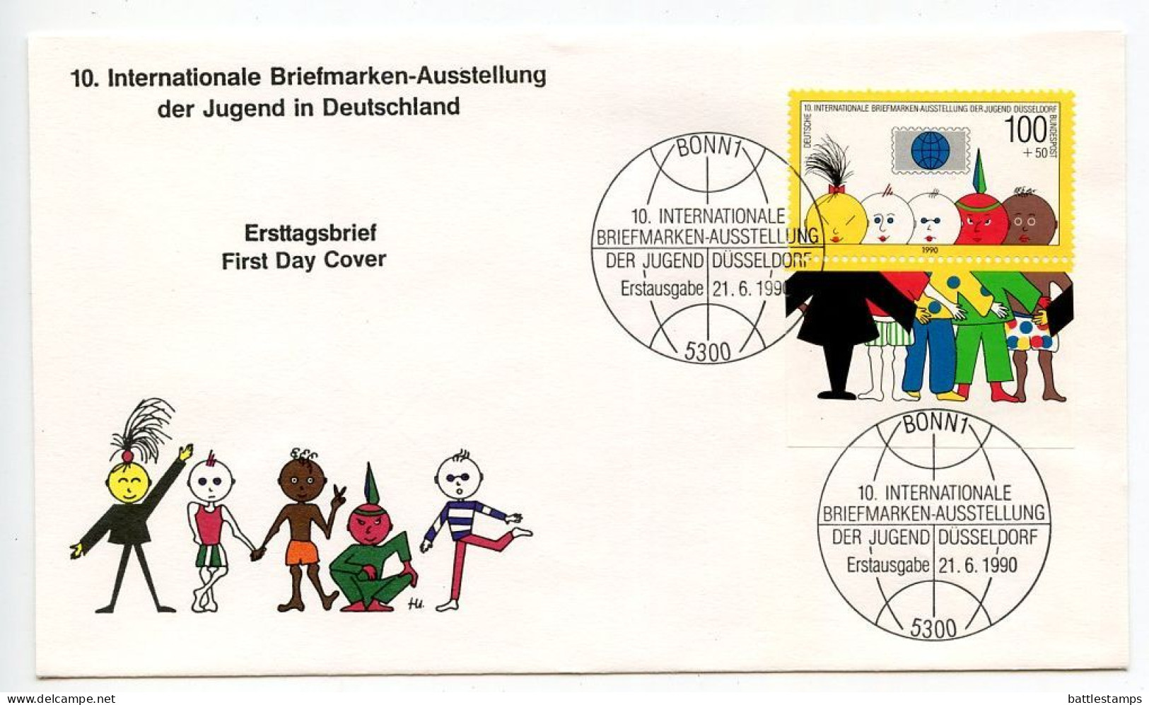 Germany, West 1990 FDC Scott B693a Dusseldorf '90 International Philatelic Exhibition Of Youth - 1981-1990