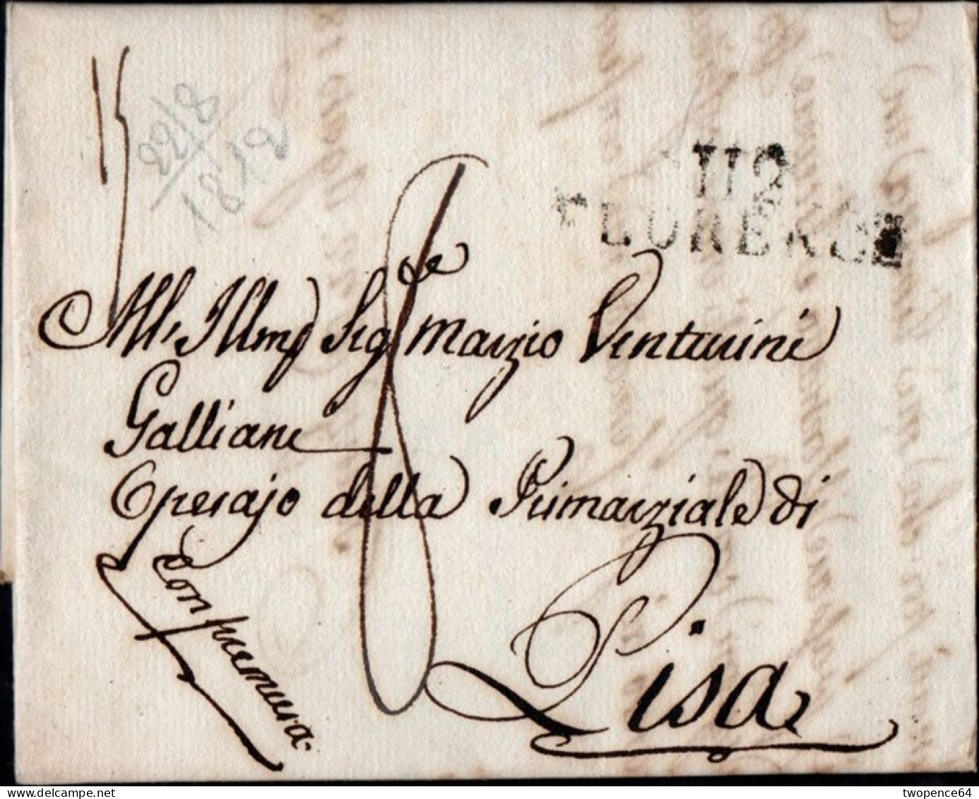 618 - LETTERA PREFILATELICA "112 FLORENCE" 1812 - NAPOLEONICA - ...-1850 Voorfilatelie