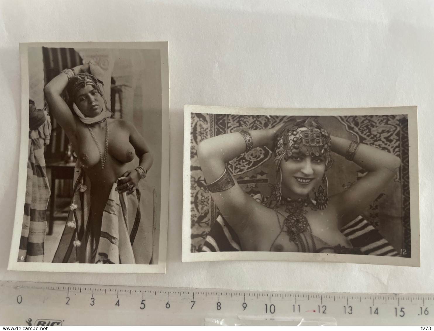 V034 - Lot 3 Petites Photos Souvenir MAROC - Femme Fatma Bédouine Mauresque Seins Nus - Non Classificati