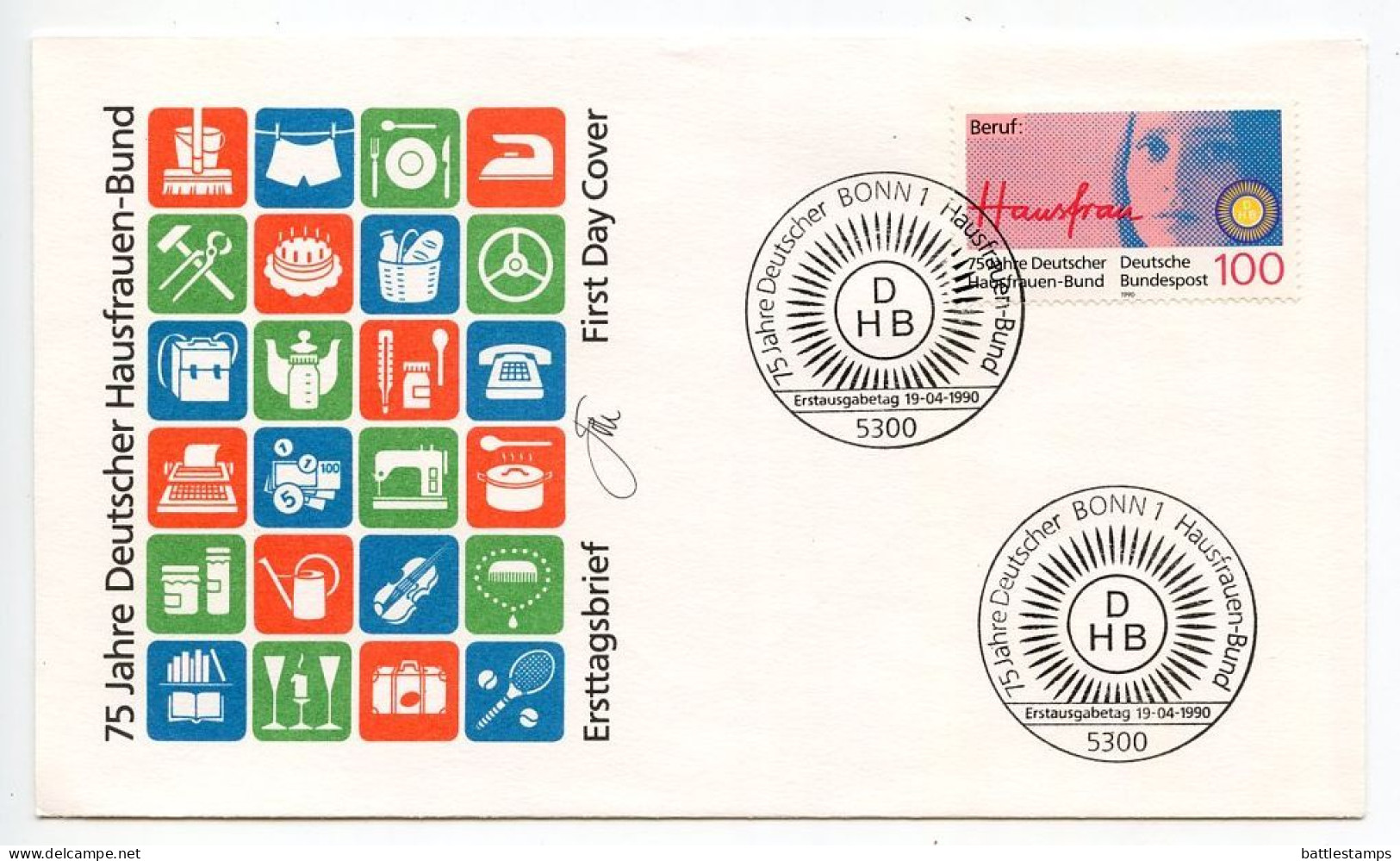 Germany, West 1990 FDC Scott 1600 German Association Of Housewives 75th Anniversary - 1981-1990