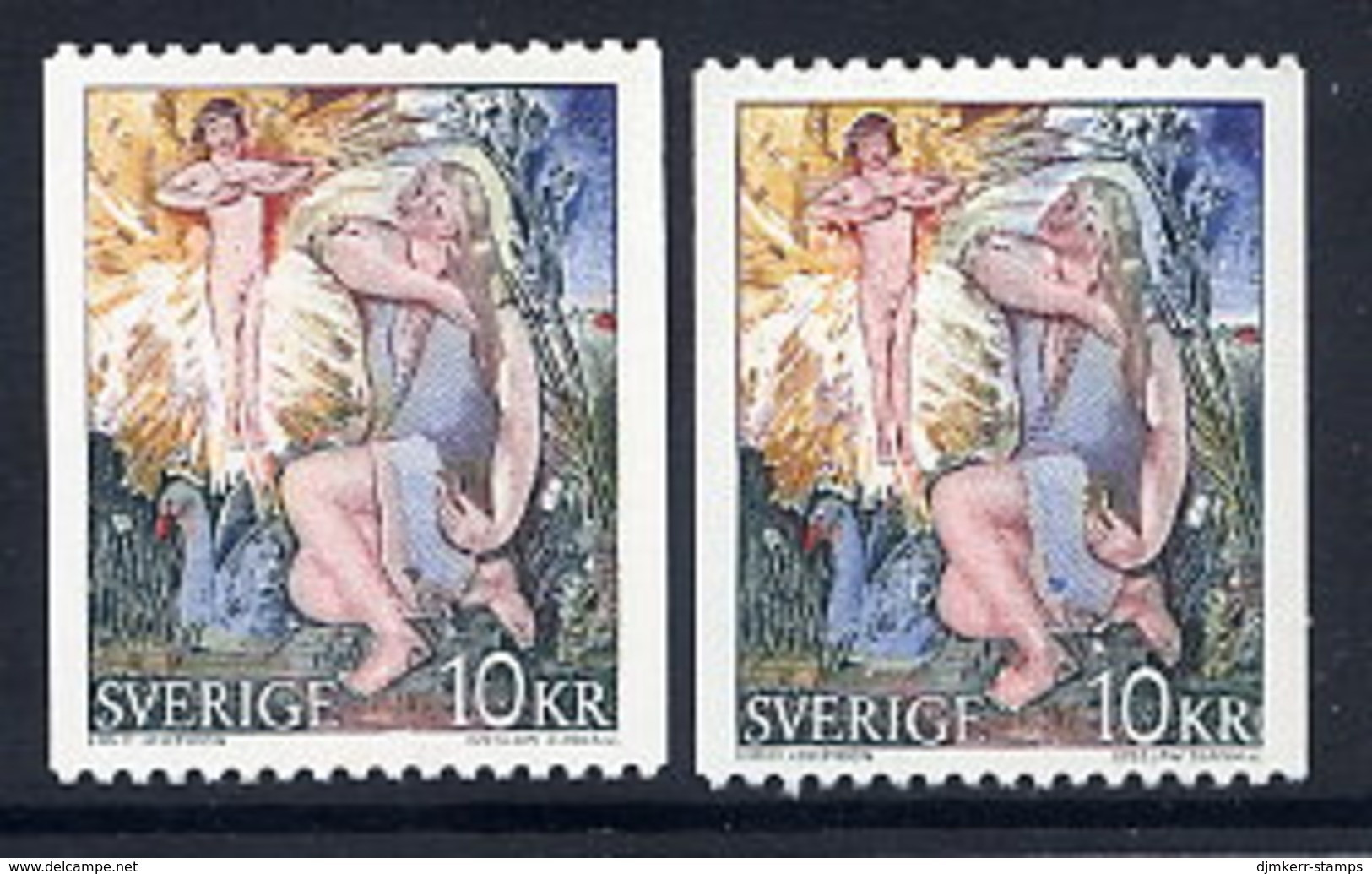 SWEDEN 1973 Josephson Painting 10 Kr. On Both Papers MNH / **.  Michel 832x + Y - Unused Stamps
