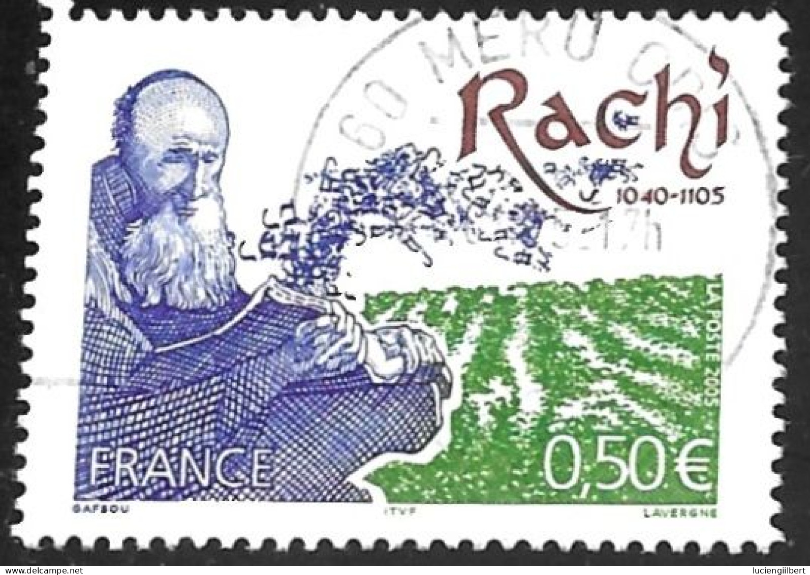 TIMBRE N° 3746   -  RACHI  -  OBLITERE  -  2005 - Used Stamps