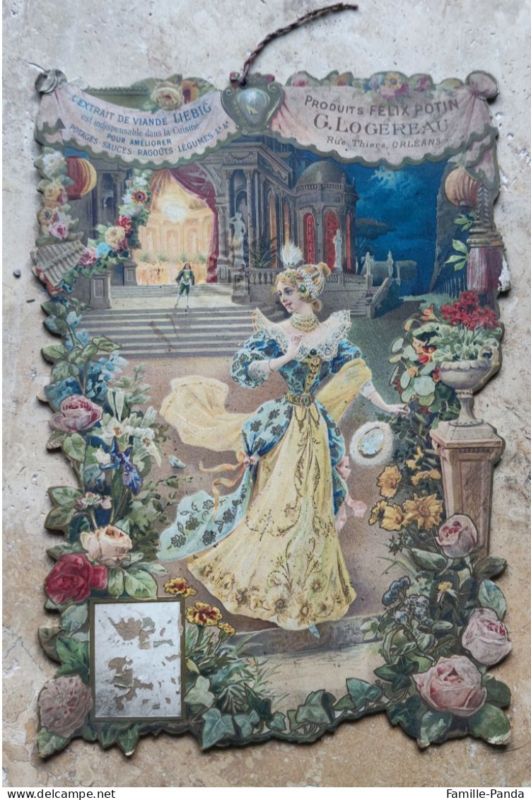 Carton GAUFRÉ Support Calendrier LIEBIG - FELIX POTIN Orléans CONTE Cendrillon 39x27cm - Liebig