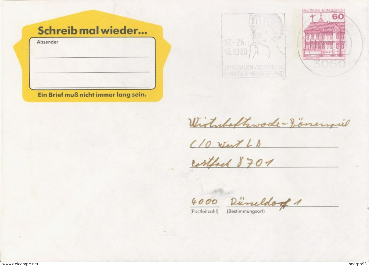 GERMANY. POSTAL STATIONERY HANNOVER 1980 - Sobres - Usados