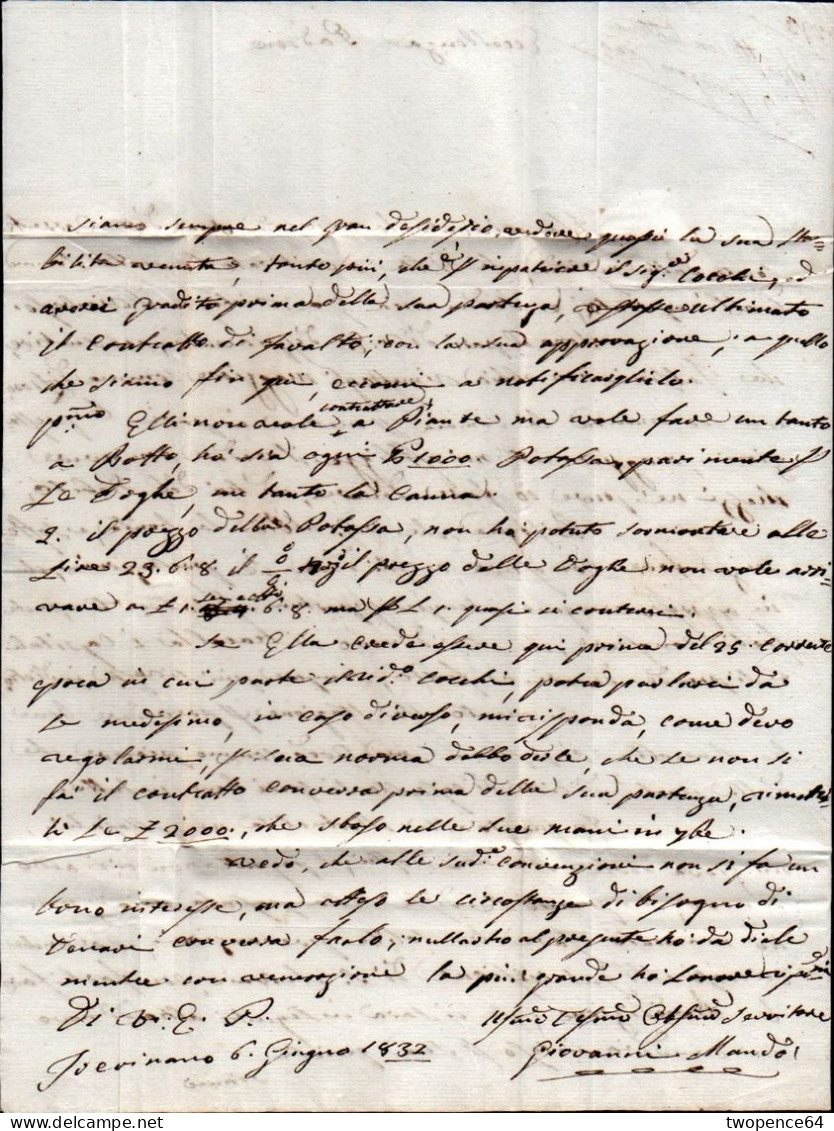 620 - LETTERA PREFILATELICA DA RADICOFANI A FIRENZE 1832 - ...-1850 Préphilatélie