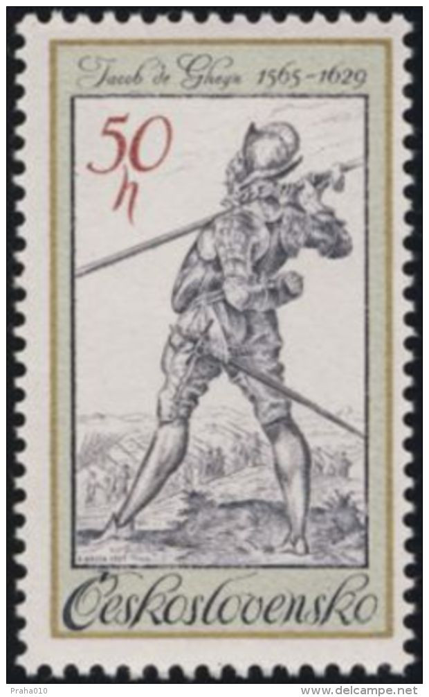 Czechoslovakia / Stamps (1983) 2622: Costumes Old Engravings, Jacob De Gheyn (1565-1629) "Soldier Body Guard Corps" - Disfraces