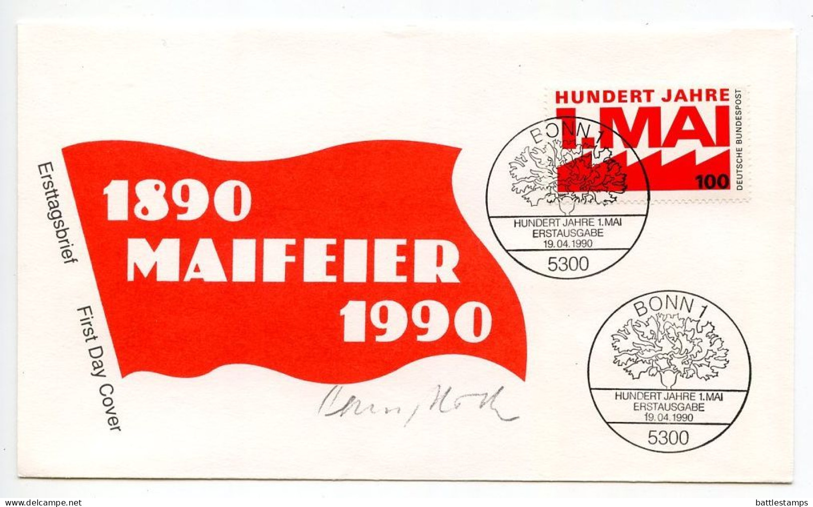 Germany, West 1990 FDC Scott 1599 Labor Day Centenary - 1981-1990