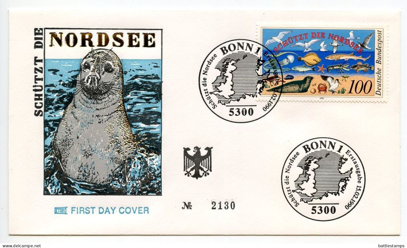 Germany, West 1990 FDC Scott 1598 Nature & Environmental Protection - North Sea - 1981-1990