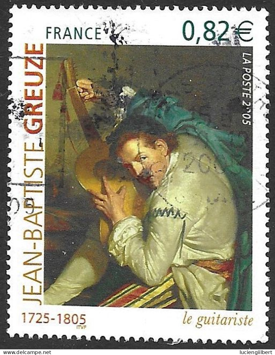 TIMBRE N° 3835   -   TABLEAU  JEAN BAPTISTE GREUZE LE GUITATISTE  -  OBLITERE  -  2005 - Gebraucht