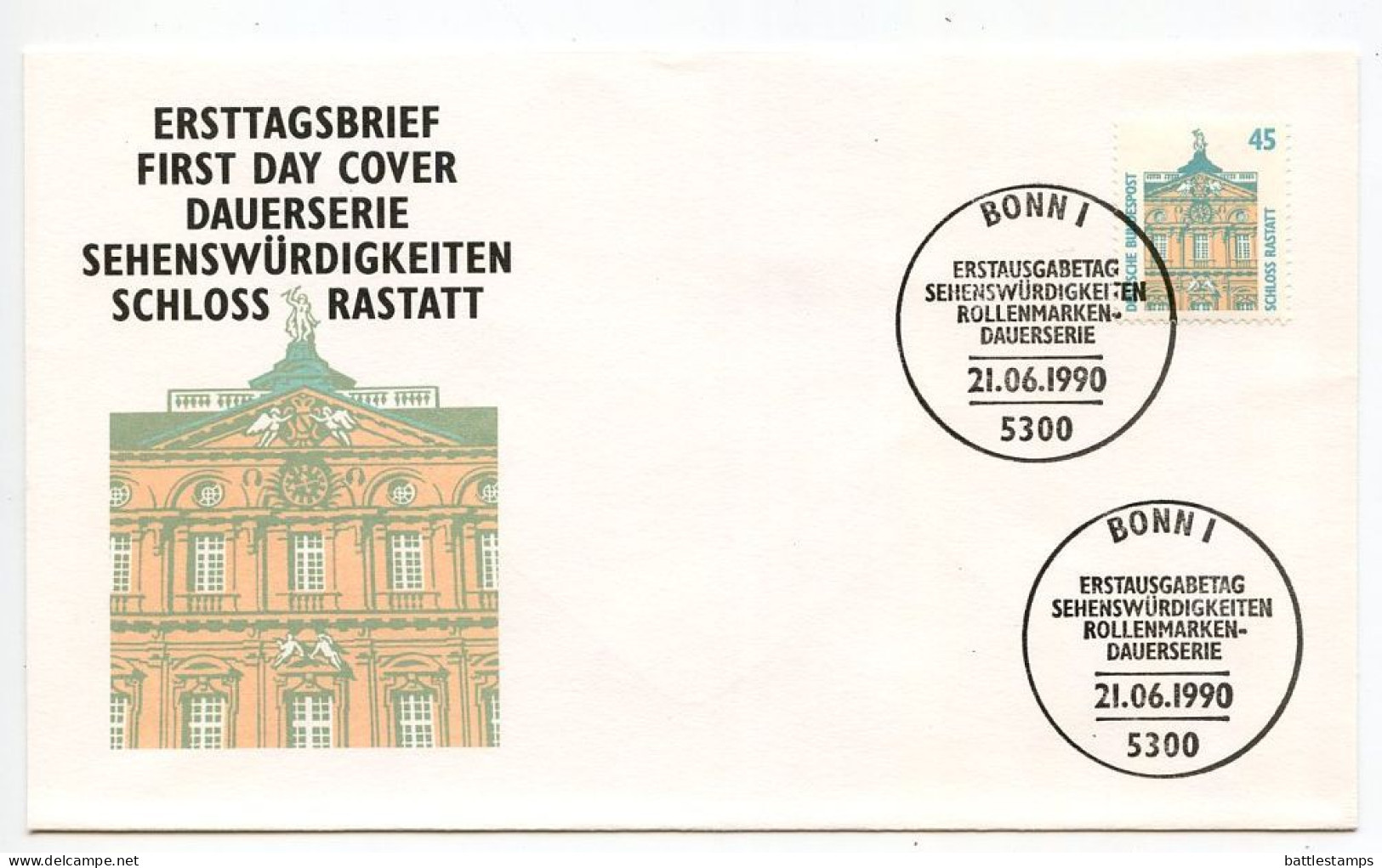 Germany, West 1990 FDC Scott 1523 Rastatt Castle - 1981-1990