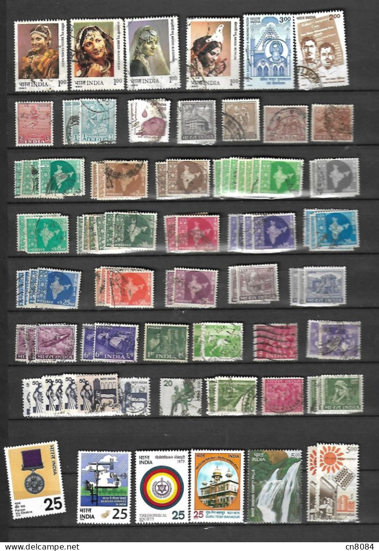 LOT + 210 TIMBRES OBLITERES INDE ( Majoritairement )  - BANGLADESH - SKRI LANKA - SEYCHELLES + DOUBLES  - 100% SCANNES - Autres & Non Classés