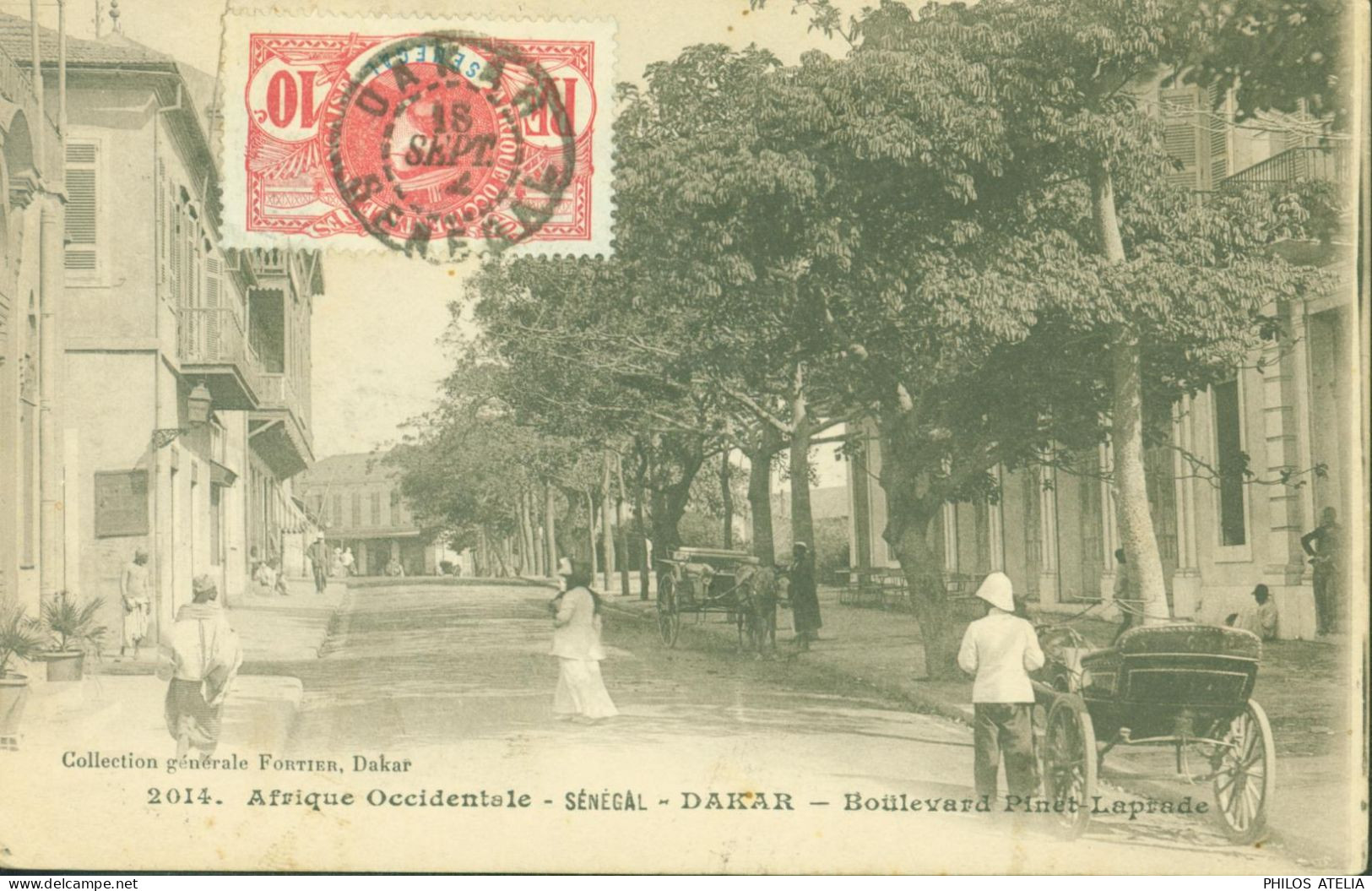 YT AOF Sénégal Général Faidherbe YT 34 CAD Dakar Sénégal 18 SEPT 1912 CPA Dakar Boulevard Pinet Laprade - Covers & Documents