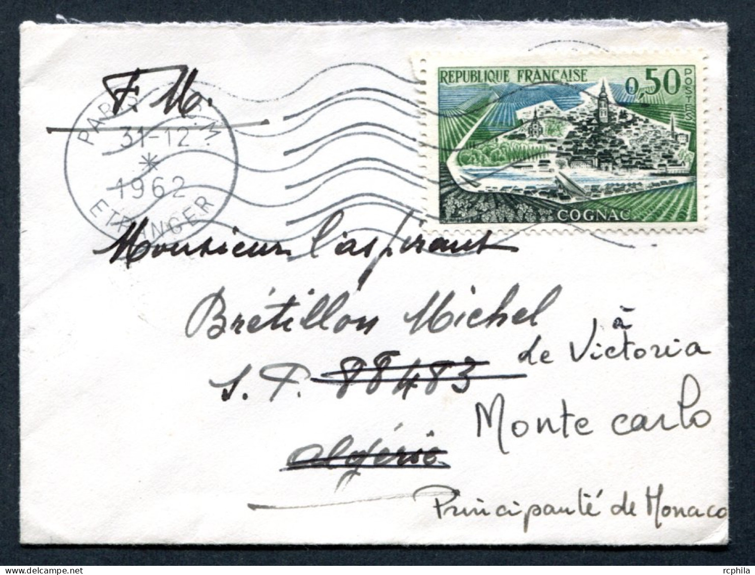 RC 27118 FRANCE PARIS B.C.M. / ETRANGER OBLITERATION MECANIQUE SUR LETTRE POUR ALGERIE PUIS MONACO - BONNE DESTINATION - Cachets Militaires A Partir De 1900 (hors Guerres)