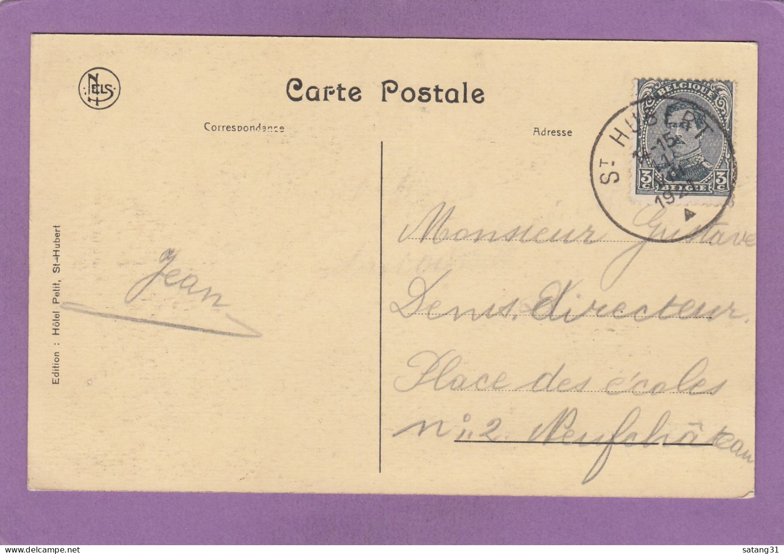 COB NO 183 SUR CARTE POSTALE DE ST. HUBERT. - 1915-1920 Alberto I
